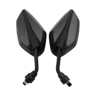 [호환] 60% 뜨거운 판매 1 쌍 10mm 오토바이 백미러 사이드 H onda Yamah Kawasaki, 01 Black, 1개