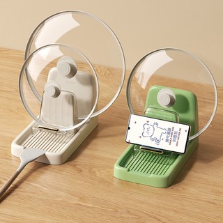 앙플러스 프리미엄 3in1 냄비뚜껑 거치대 조리도구 받침대 정리함 정리대, 1개, 그린
