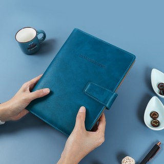 비오파파 가죽 A5 6공 회사 업무용 만년 다이어리, 블루