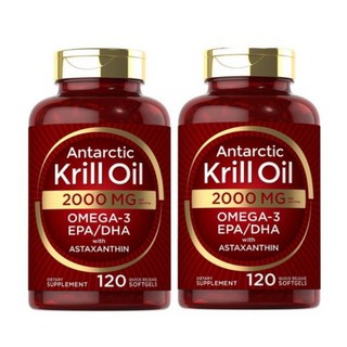 Carlyle 미국직배송 크릴오일 2000mg 아스타잔틴600mcg 120소프트젤 정품, 120정, 2개