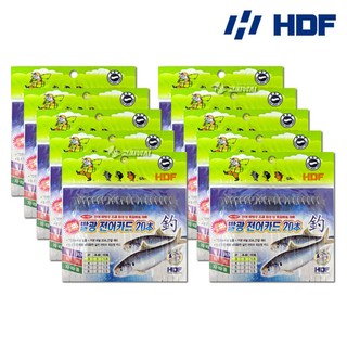HDF 발광 전어 숭어 카드채비 20단 쥐치 자리돔 낚시 채비 세트 HA-1307, 10개