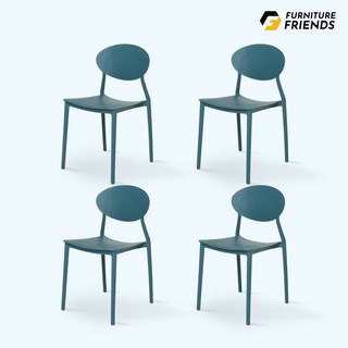 퍼니처프렌즈 샌디 인테리어 카페 포인트 플라스틱 식탁의자, 다크블루 2+2 (F_PNO)