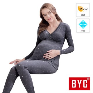 BYC 여성 마터니티 모달 스판 여자 임산부 내의 내복 세트 BYL4889