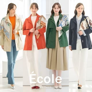 [쇼핑엔티] 25SS 에꼴드파리 트렌치코트+스카프, 베이지/77, 1개, 베이지