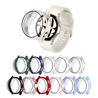 어프리비 갤럭시워치7 강화유리 풀커버 액정 보호 케이스 40mm 44mm, 라이트핑크