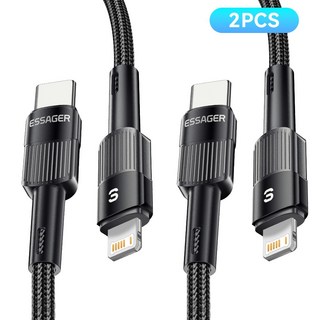 Essage PD 29W C to 8핀 아이폰고속충전 케이블, 2개, 블랙, 1m