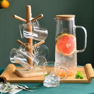 원목뚜껑 내열유리 손잡이 물병 - 워터 저그 1000ml / 1200ml, 대 1200 ml, 1개