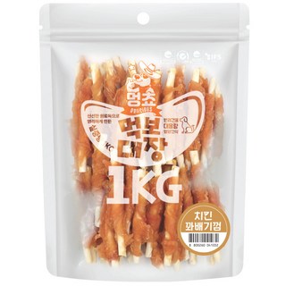 자세히 보기 멍쵸 먹보대장 1kg 9종 강아지간식, 1개, 먹보대장 치킨꽈배기껌