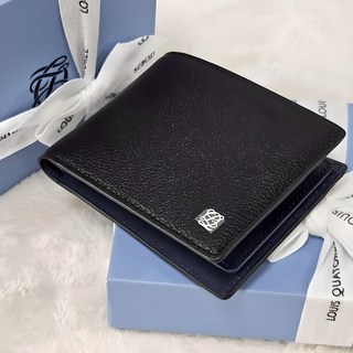 루이까또즈 블랙 네이비 투톤 스티치 포인트 남성 반지갑
