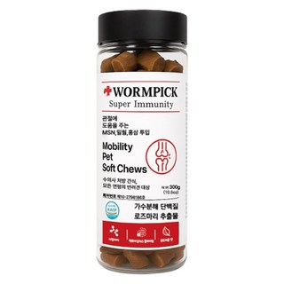 [동물병원간식]WORMPICK 웜픽 가수분해 영양제 강아지간식 애견간식, 300g, 1개, 관절건강+면역