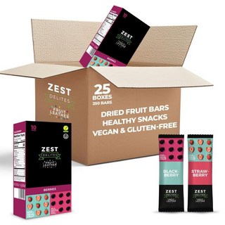 ZEST Delites 과자 칩 제스트 딜리트의 말린 과일 바 가죽 스낵 성인과 모두를 위한 건강 간식 세트 라바샥 비건 사과와 바나나 스트립 0.88온스 x 10, 베리 (25 상자), 250, 180g, 10개