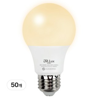 닥터룩스 LED 전구 8W, 전구색, 50개