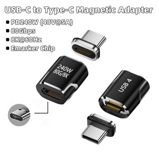 USB4 마그네틱 USB 유형 어댑터 240W 케이블 8K 충전 80Gbps 60Hz 변환기 고속, 240W XQ CX HS, 1개
