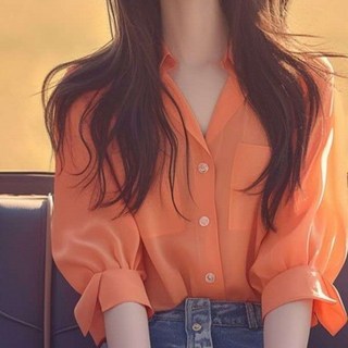 여성 루즈핏 카라넥 블라우스 찰랑 오피스룩