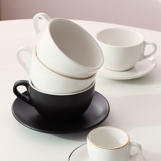 킴스아트 도자기 커피잔 받침 세트 350ml 카페 라떼잔, 350ml 블랙 무광, 1개