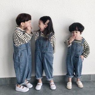 유아동 멜방바지 청멜빵 데님 롤업팬츠