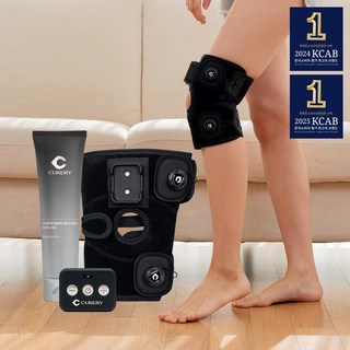 큐어리 저주파 마사지기 EMS 안마기 무릎 F + 쿨젤증정 다리 자극기 근육 통증 치료기 의료기기