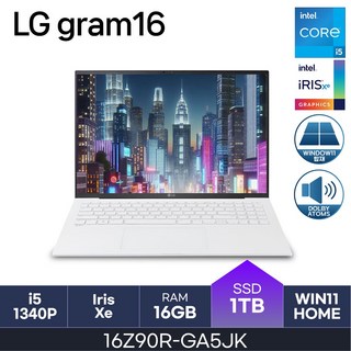 LG전자 그램16 16Z90R-GA5JK, WIN11 Home, 16GB, 1TB, 화이트