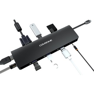 컴썸 11IN1 c타입 HDMI USB 3.0 랜 멀티허브 CT-110P, 실버, 1개