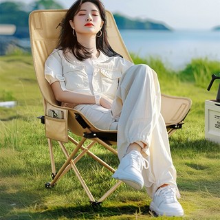 AORAN 아웃도어 릴렉스 접이식 캠핑 의자, 2개, 카키색