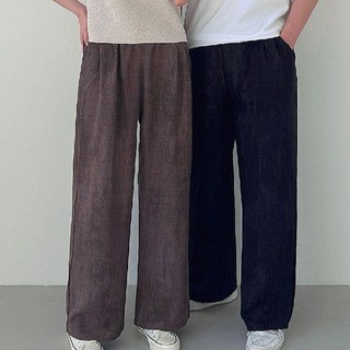남자 여자 린넨 오버핏 바지 와이드 팬츠