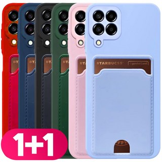 리빙그레이 1+1 갤럭시 점프2 M33 5G 카드 수납 실리콘 파스텔 컬러 카메라 보호 케이스