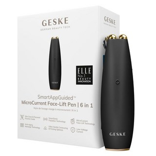 GESKE 게스케 스마트앱가이드™ 마이크로커런트 페이스 리프트 펜 6 in 1 미세전류 스킨케어 도구 안티에이징 디바이스 타이트닝 주름 없는 젊은 피부 얼굴용 500361, Gray, 1개