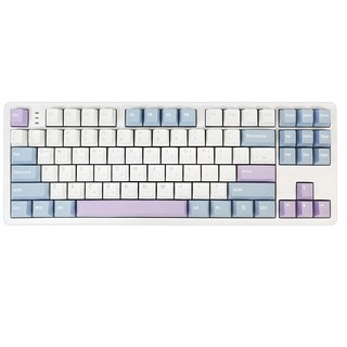 큐센 풀윤활 가스켓 유무선 기계식 키보드, 블루퍼플, QSENN Q87 PBT, 퍼플축 V1