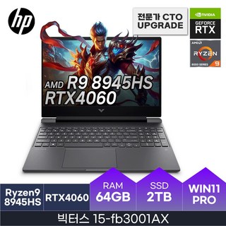 HP 2025 빅터스 15 라이젠9 라이젠 8000 시리즈 지포스 RTX 4060, MicaSilver, 2TB, 64GB, WIN11 Pro, 빅터스 15-fb3001AX