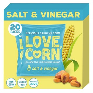 Love Corn 과자 칩 러브 콘 사워 크림 앤 어니언 0.7온스 x 20봉지 맛있고 바삭한 옥수수 스낵 건강한 가족 간식 글루텐 프리 코셔 NONGMO 견과류 크래커 프레첼, 소금 & 식초, 20개