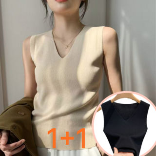 앨오앤지 여성 브이넥 이너 니트 나시 2P
