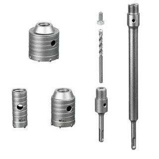 SALI 3pcs 콘크리트 홀 톱 키트 텅스텐 스틸 월 커터 드릴 비트 세트 100mm 및 300mm SDS 플러스 섕크 커넥팅 로드 ， 110mm 센터 포지셔닝 브릭 아도베, 3, 1개