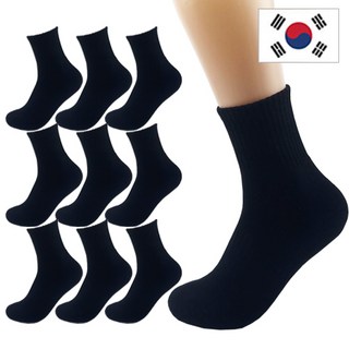 올리싹 5+5 두꺼운 남성용 국산 더블쿠션 스포츠 중목 양말, 블랙, 10개