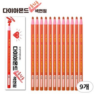 보성아이엔디 다이아몬드 색연필 종이말이식 언더라인/채점용 학생색연필 빨강 1타(12자루), 9개, 1색, 빨강(12개)