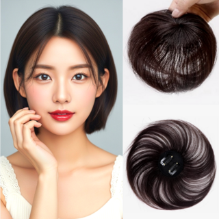 크로스몰 정수리 부분가발 여성용 감쪽같은 인모 20cm 2핀, 1개, 내츄럴블랙