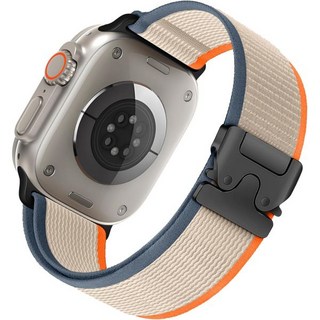 Apple Watch 울트라2 밴드용 트레일 루프 밴드 49mm 46mm 45mm 44mm 41mm 40mm 38mm 남성 브레이드 엘라스틱 위브 나일론 스포츠 스트랩 소프트, 05-Beige Orange/Black, 44mm 45mm 46mm 49mm 42mm(serie, 1개