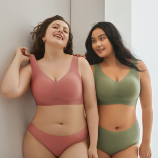 리아모르 심리스 노와이어 빅사이즈 브라+팬티 세트