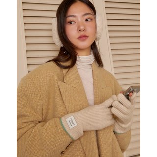 24FW [핑거홀장갑] 아이보리 울 캐시미어 혼방 라인 배색 핑거홀 장갑 JAGV4F621I2