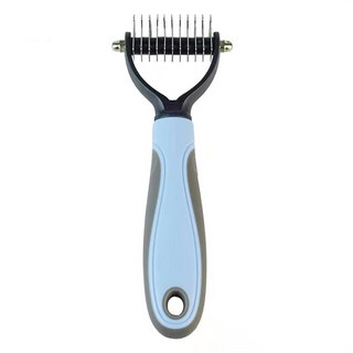 새로운 애완견 헤어 브러시 Deshedding 브러시 2 양면 Dematting 개 빗 고양이 브러시 레이크 강아지 손질 도구 Undercoat Shedding, 블루 스몰, 1개