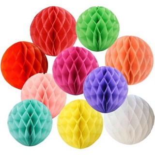결혼식 베이비 샤워 생일 파티 홈 데코를 위한 10pcs 8인치 벌집 종이 폼 장식 티슈 플라워 볼 DIY 수제 공예 컬러풀, Multicolor-5, Multicolor-5