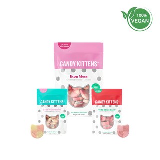 [스웨디시 젤리] CandyKittens 캔디키튼스 비건 젤리 3종 혼합 세트 와일드스트로베리(54g) 사우어워터멜론(54g) 이튼메스(140g) 140g 1개 상품 이미지
