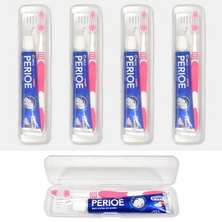 페리오 엘지 치약 칫솔 세트 휴대용 여행 양치 케이스, 4개, 50ml