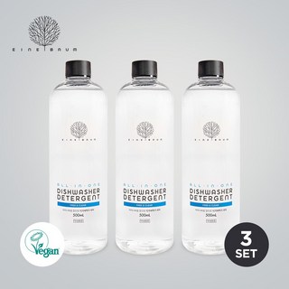 아이너바움 비건인증 올인원 젖병세척기&식기세척기 세제 500ml 3개세트, 올인원 식기세척기 세제3개
