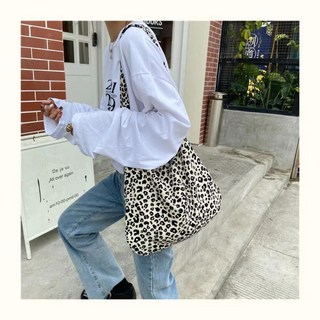 소울린느 데일리 호피무늬 스몰사이즈 가벼운 코듀로이 소재 에코백 숄더백 3colors