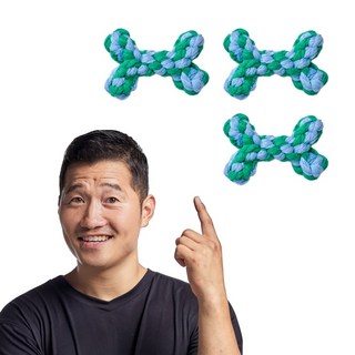 강형욱 추천 퍼피즈 애착 로프 터그 장난감 강아지 터그 놀이 치실 이갈이, 3개, 미니본