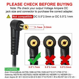 호환 Auregon 어댑터 충전기 전원 공급 장치 코드 에이서 N17908 V85 R33030 65W 19V 3.42A, 05 whitout AC cable
