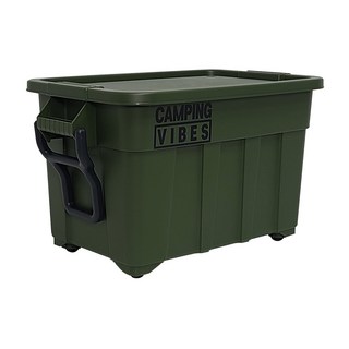 캠핑바이브스 멀티카고박스 기본구성 캠핑박스 토트박스, 1단, 1개, 그린, 75리터, 블랙스티커