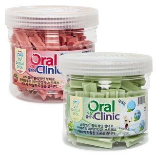 오랄클리닉 강아지 덴탈껌, 혼합맛(딸기/청사과), 300g, 2개