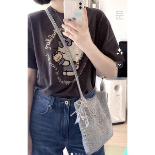 은색 네트백 실버 글리터 뜨개 비치백 재료 그물백 메탈