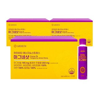 아르디엠 하이비타 에너지&스트레스 마그네샷 액상 글루콘산 마그네슘 10p, 3박스, 250ml